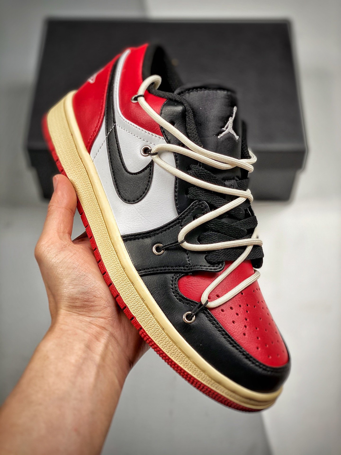 Custom JD 1 Low Black Red White 5341047