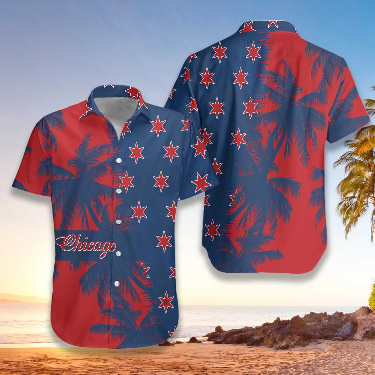 Red Blue Chicago Hawaii Shirt Unisex Adult Ha53889