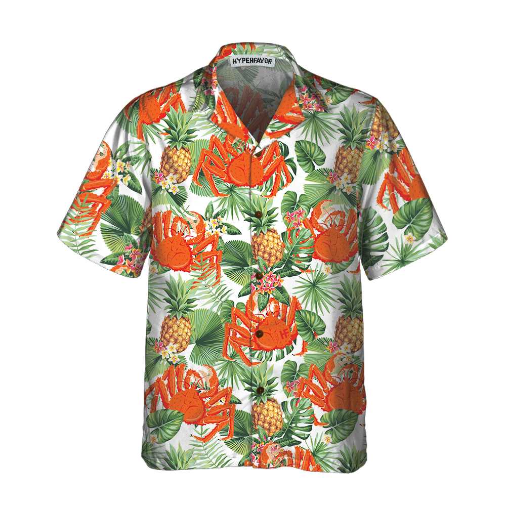 Crab And Tropical Pineapple Pattern Hawaii Unique Print Shirt Ha40269