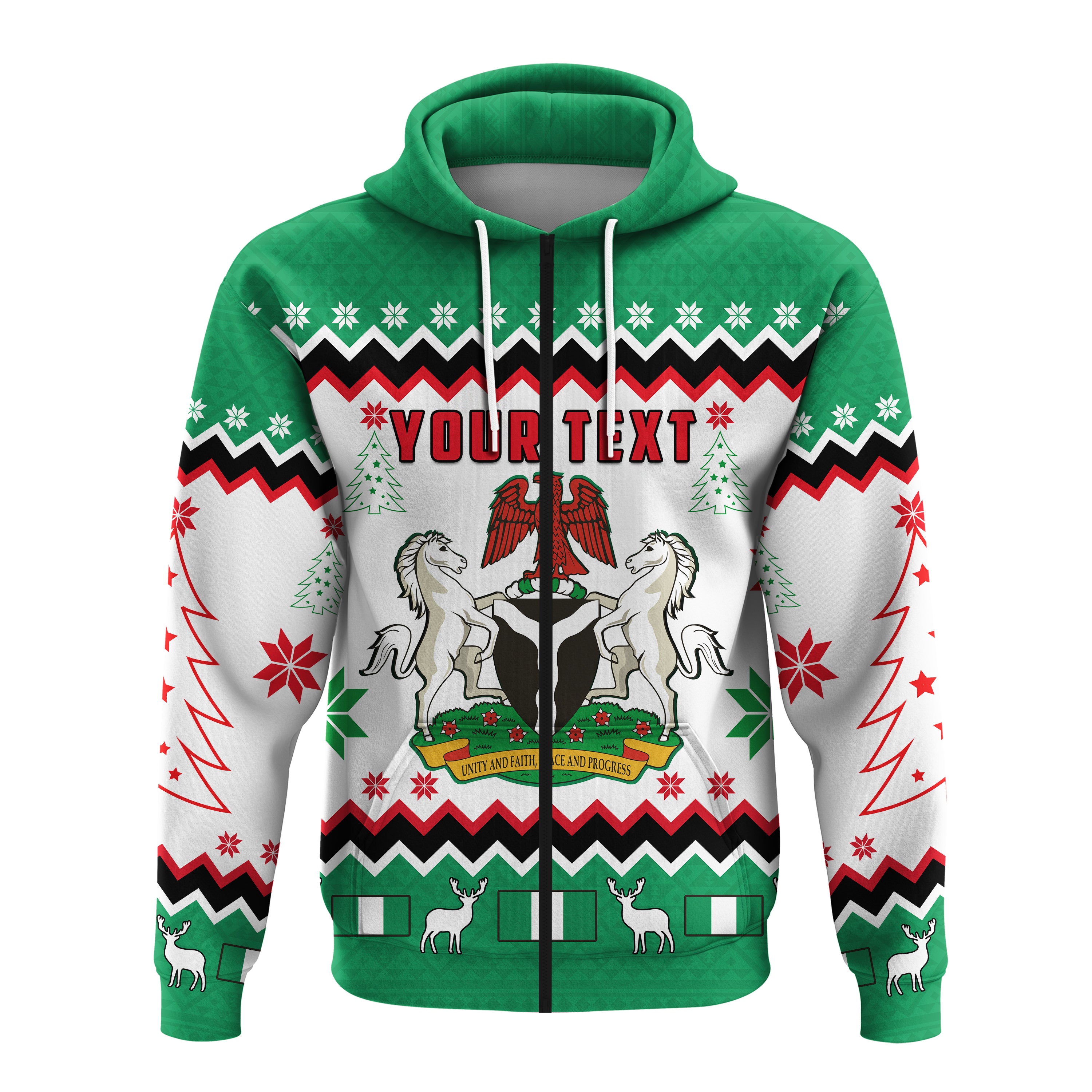 (Custom Personalised) Nigeria Christmas Zip Hoodie African Pattern Lt13