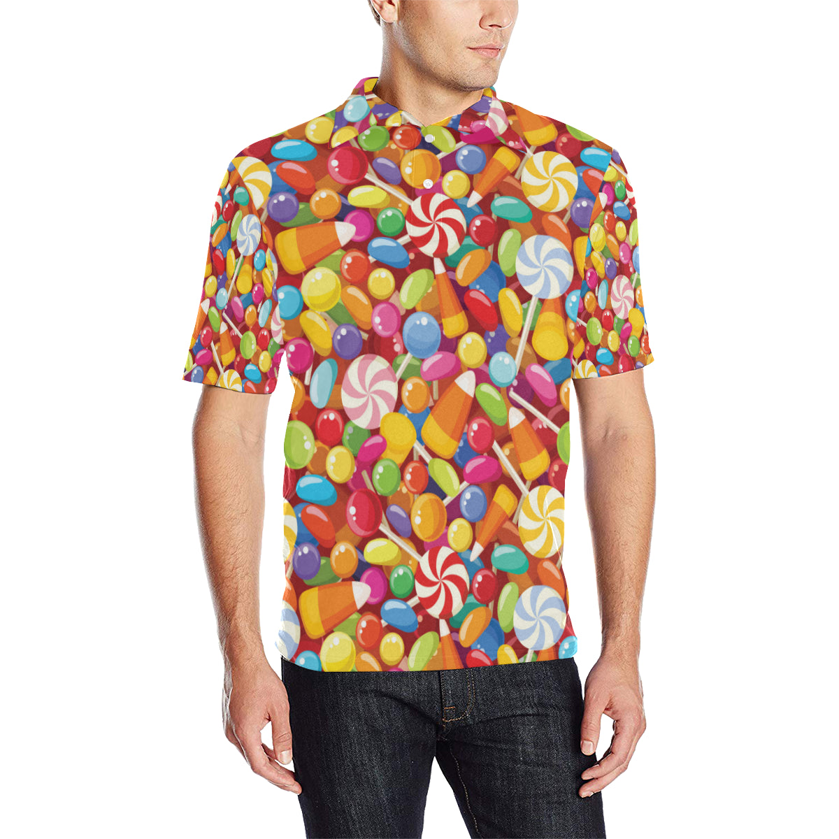 Candy Pattern Print Design 02 Men Polo Shirt