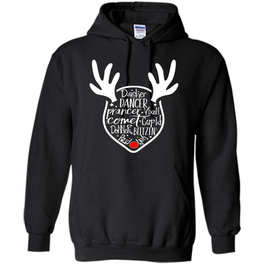 Christmas, Xmas, Reindeer Dasher, Dancer, Francer, Vixen, Comet W – Gildan Heavy Blend Hoodie