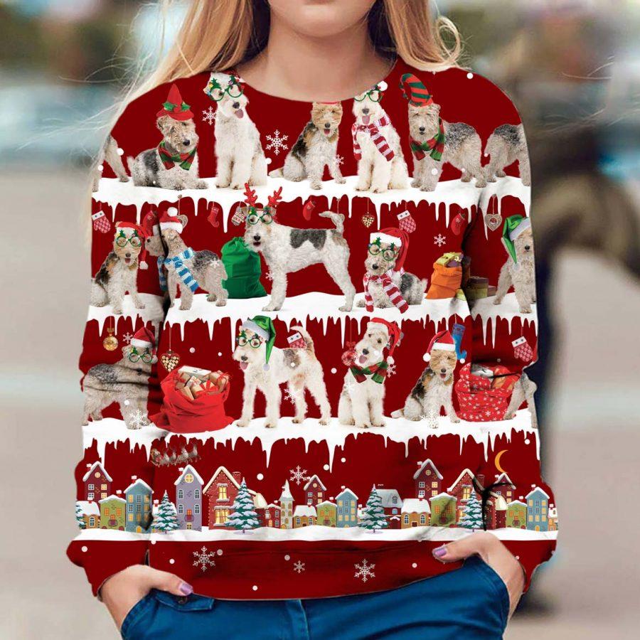 Wire Hair Fox Terrier – Snow Christmas – Premium Dog Christmas Ugly Sweatshirt, Dog Ugly Sweater