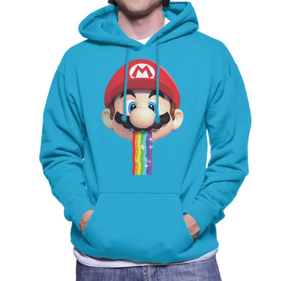 Super Mario Mario Puking Rainbow Snapchat Filter Men’s Hooded Sweatshirt