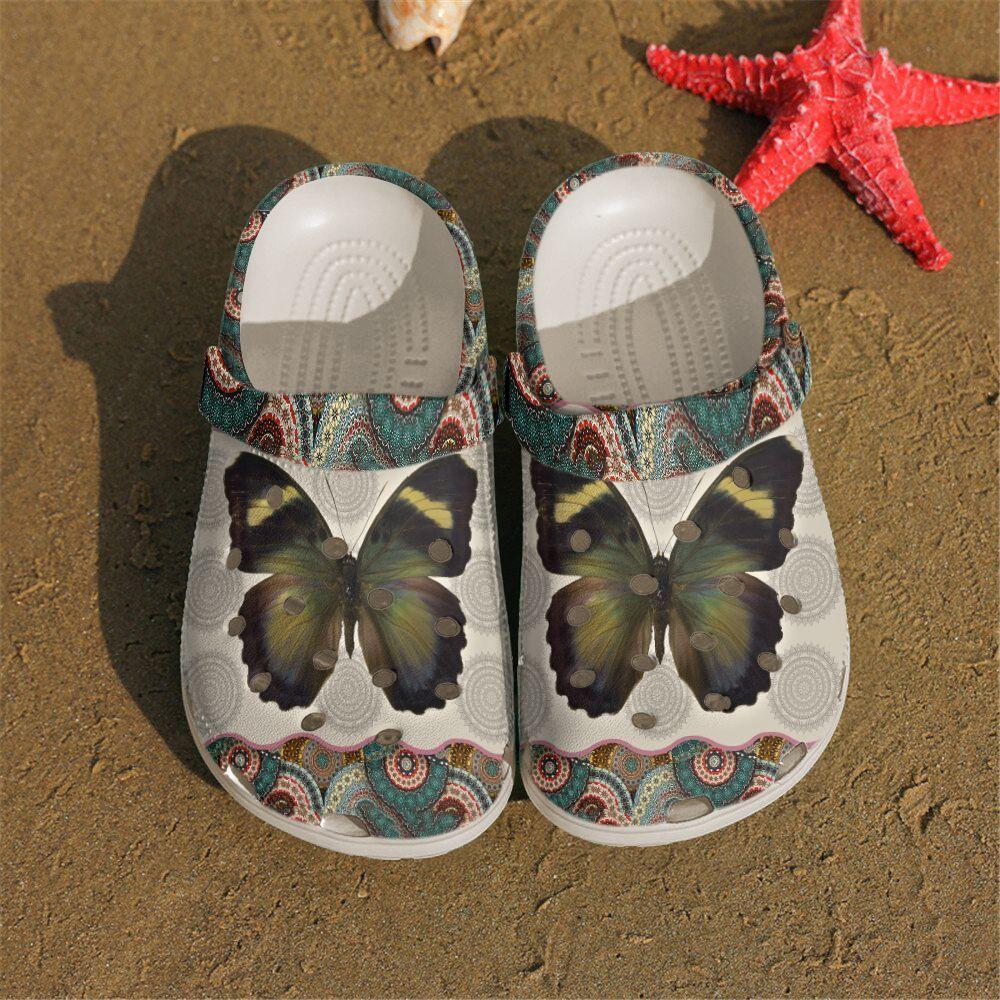 Butterfly Personalized Clog, Custom Name, Text Butterfly Mandala, Fashion Style For Women, Men, Kid, Print 3D