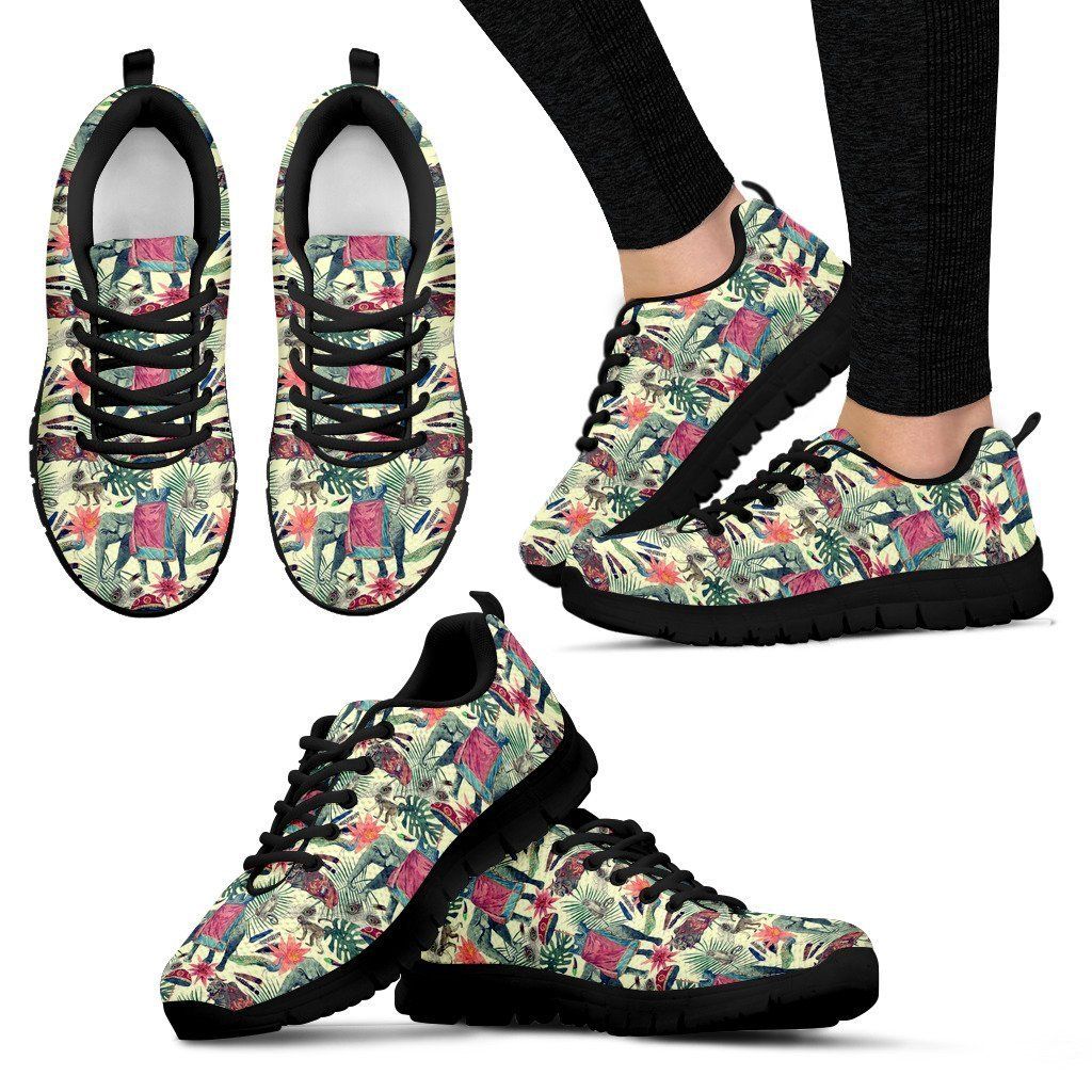 Tropical Elephant Print Sneakers Shoes