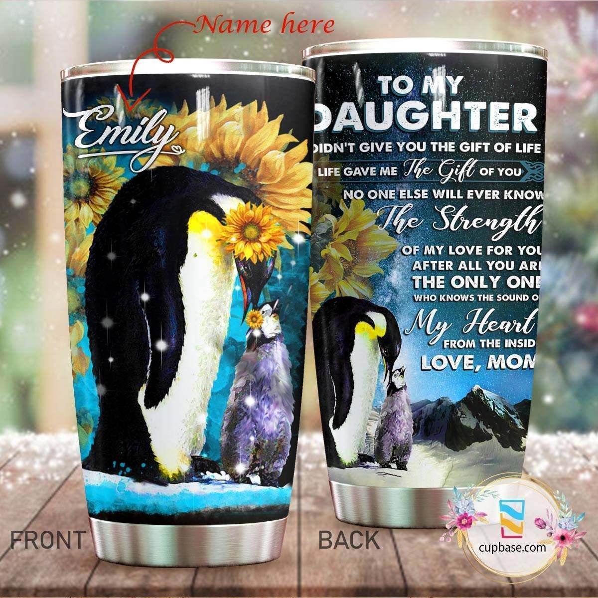 To My Daughter Penguin Mt Personalized Name Stainless Steel Stainless Steel Tumbler Customize Name, Text, Number Dmvkj