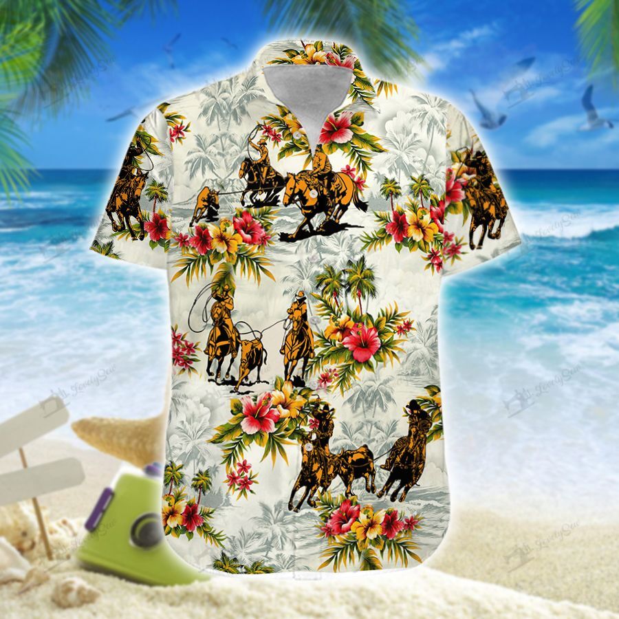 Team Roping Flowers Hawaii Shirt & Shorts Bit21070217-Bio21070217