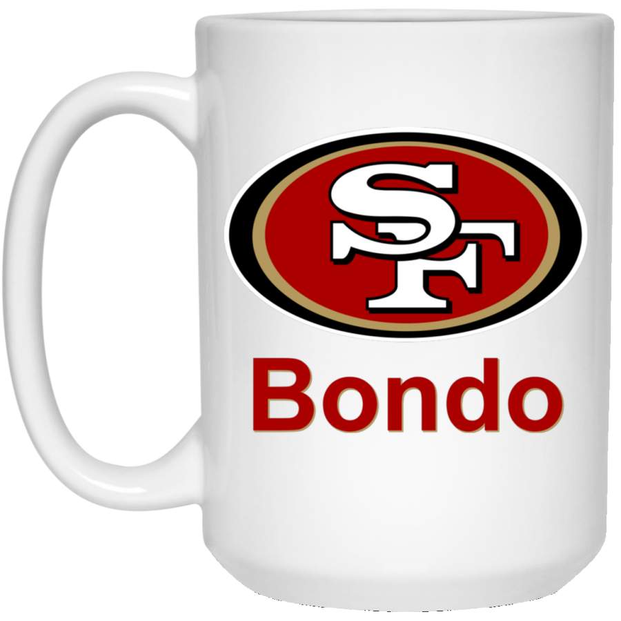 Custom Personalized San Francisco 49ers Logo Bondo Arial Font 21504 15 oz. White Mug