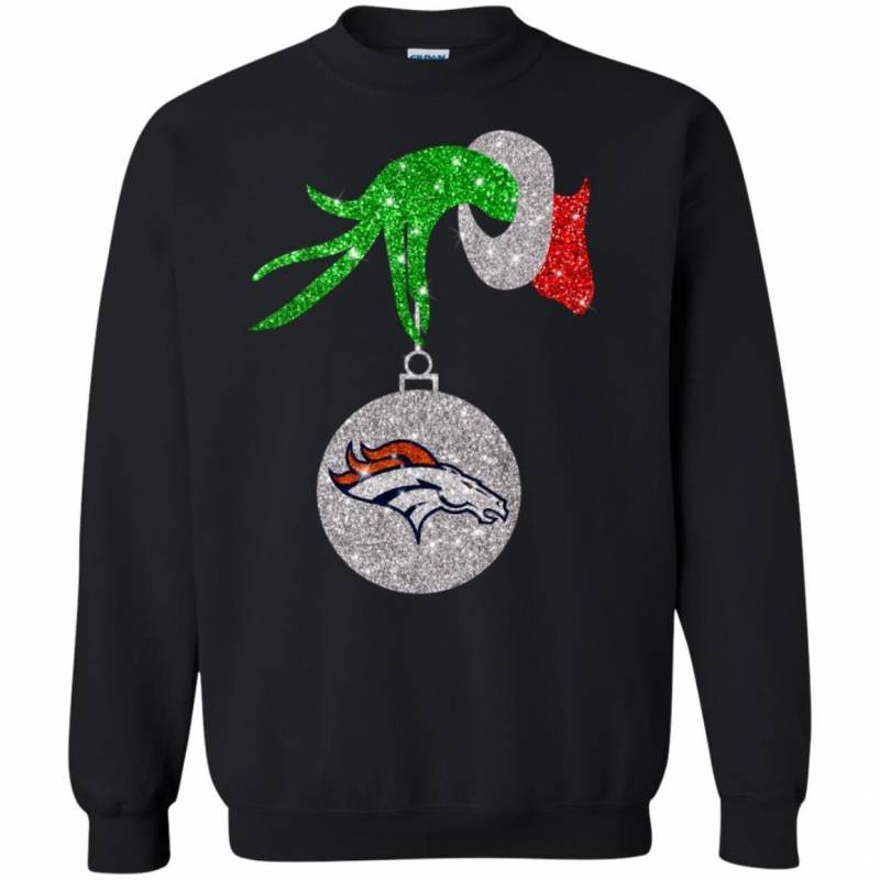 Denver Broncos Glitter Grinch Monogram Ornament Christmas Gift Sweatshirt