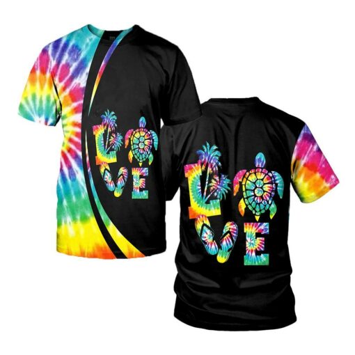 Love Rainbow Sea Turtle 3D All Over Printed Shirts For Men And Women For Turtle Lovers, Gift For Men Gift For Women Gift For Turtle Lover Friend 3D Shirts