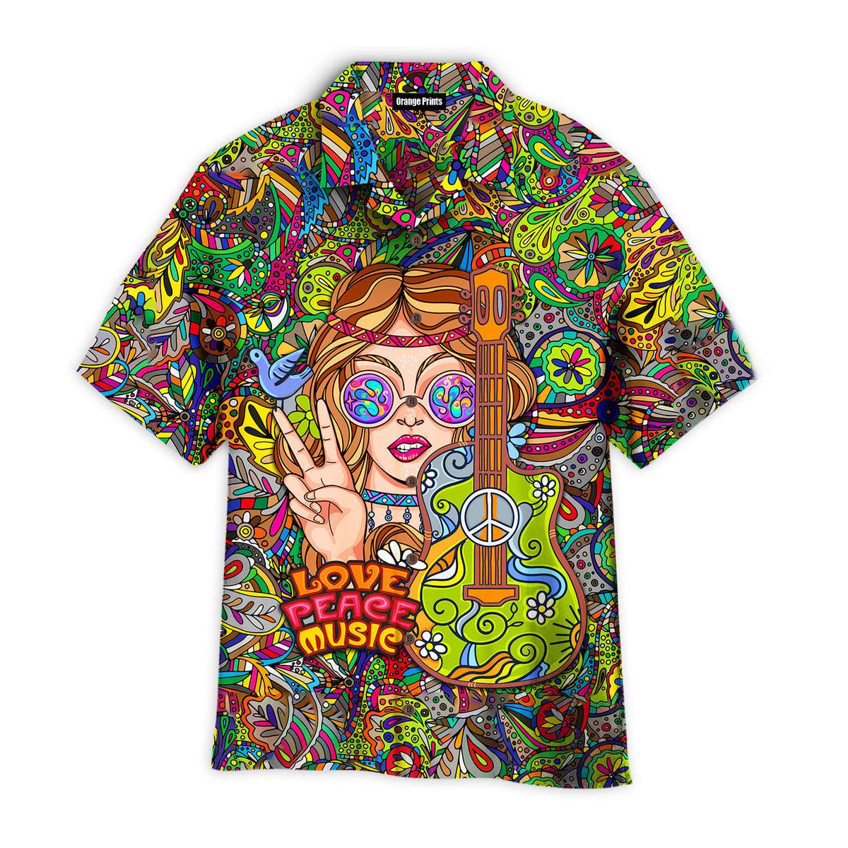 Hippie Music Love Peace Hawaii Shirt For Men And Women Ha14012