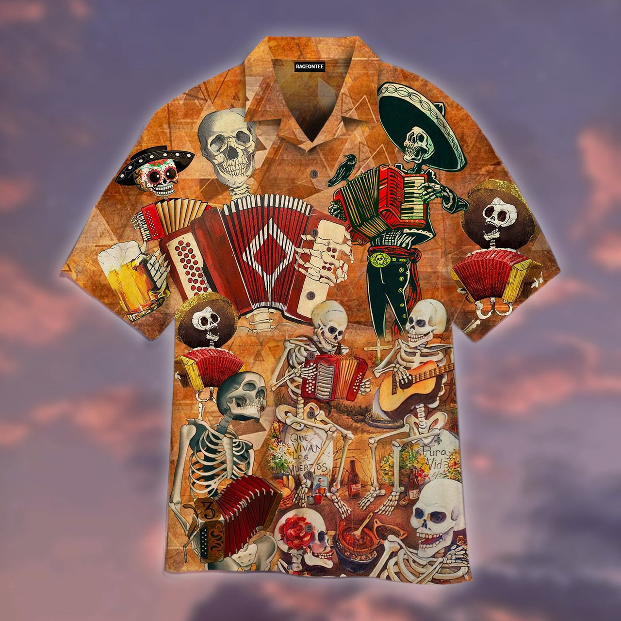 Skull Skeleton Accordion Music Halloween Aloha Hawaii Shirts For Men Women Ha79487