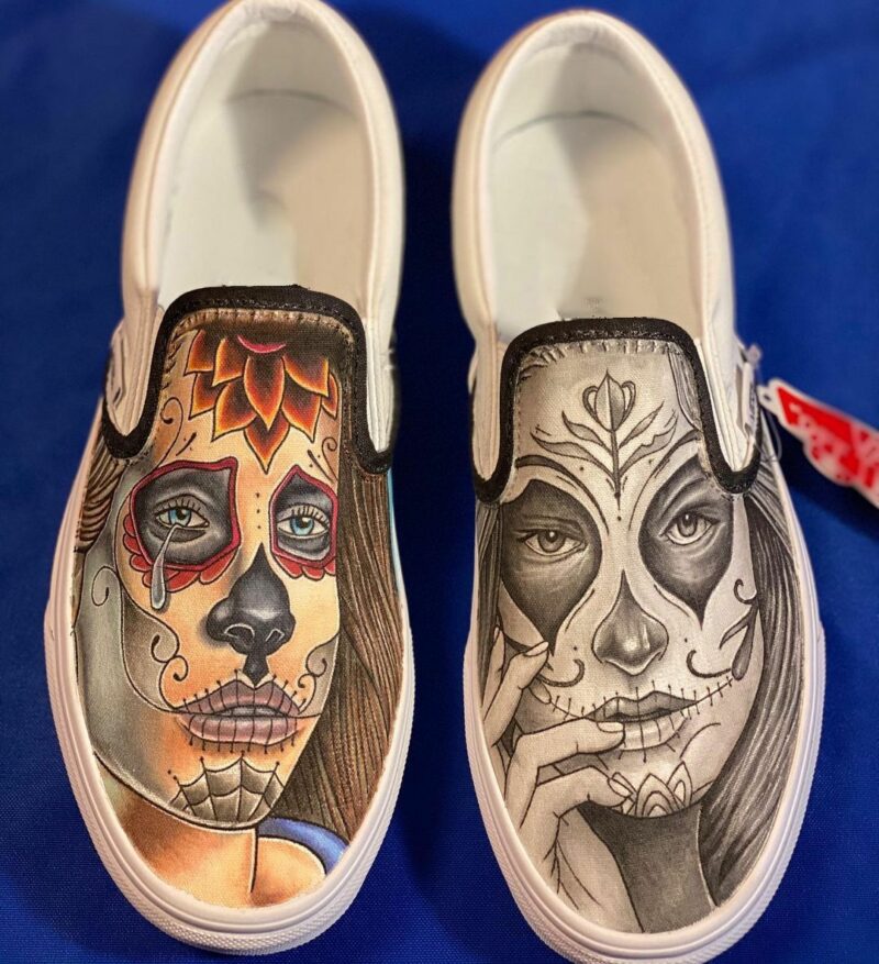 Dia De Los Muertos Fun Commission Day Of The Dead Dia Delos Muertos Candy Skull Gift For Men And Women Slip On Shoes