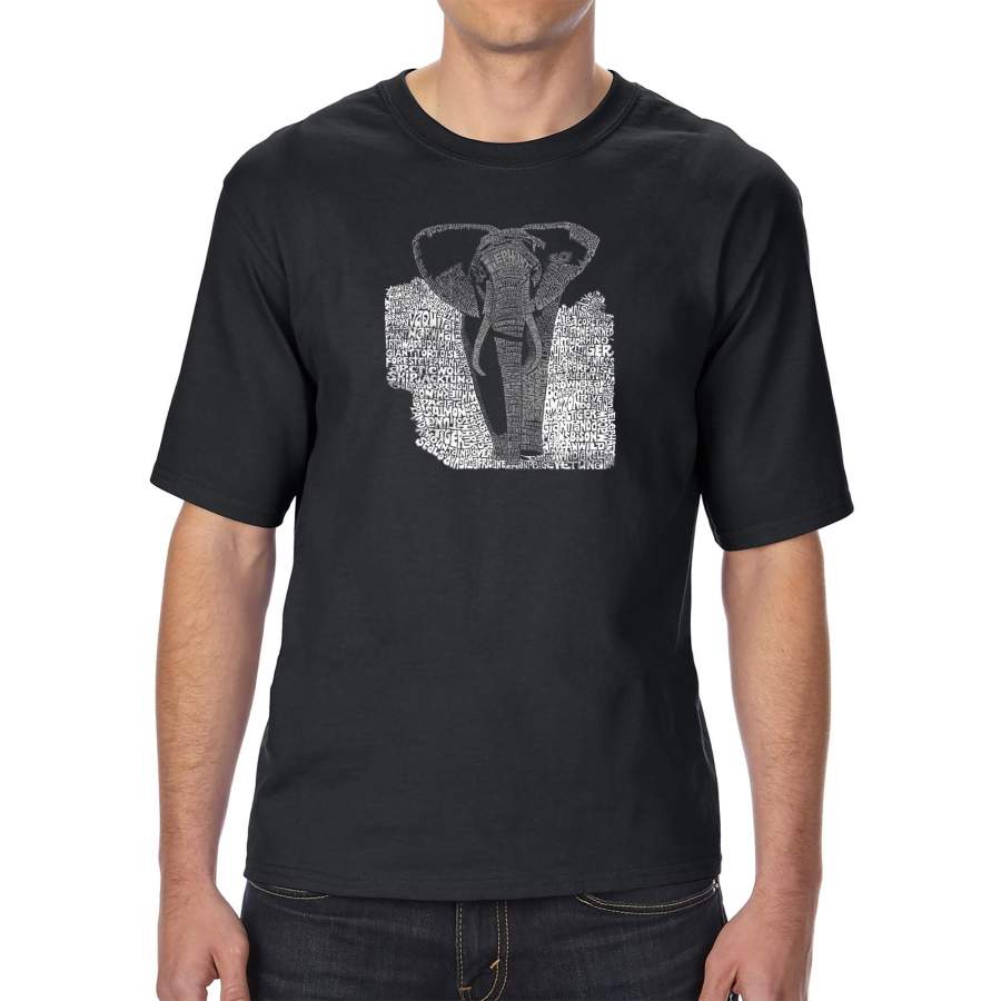 LA Pop Art Men’s Tall Word Art T-shirt – ELEPHANT