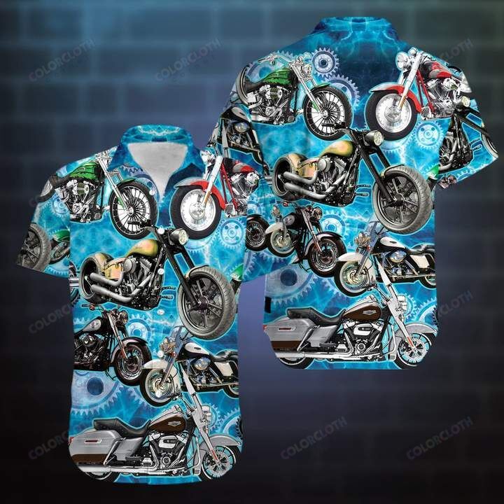 Motorcycles Blue Unisex Hawaiian Shirts Ha34185