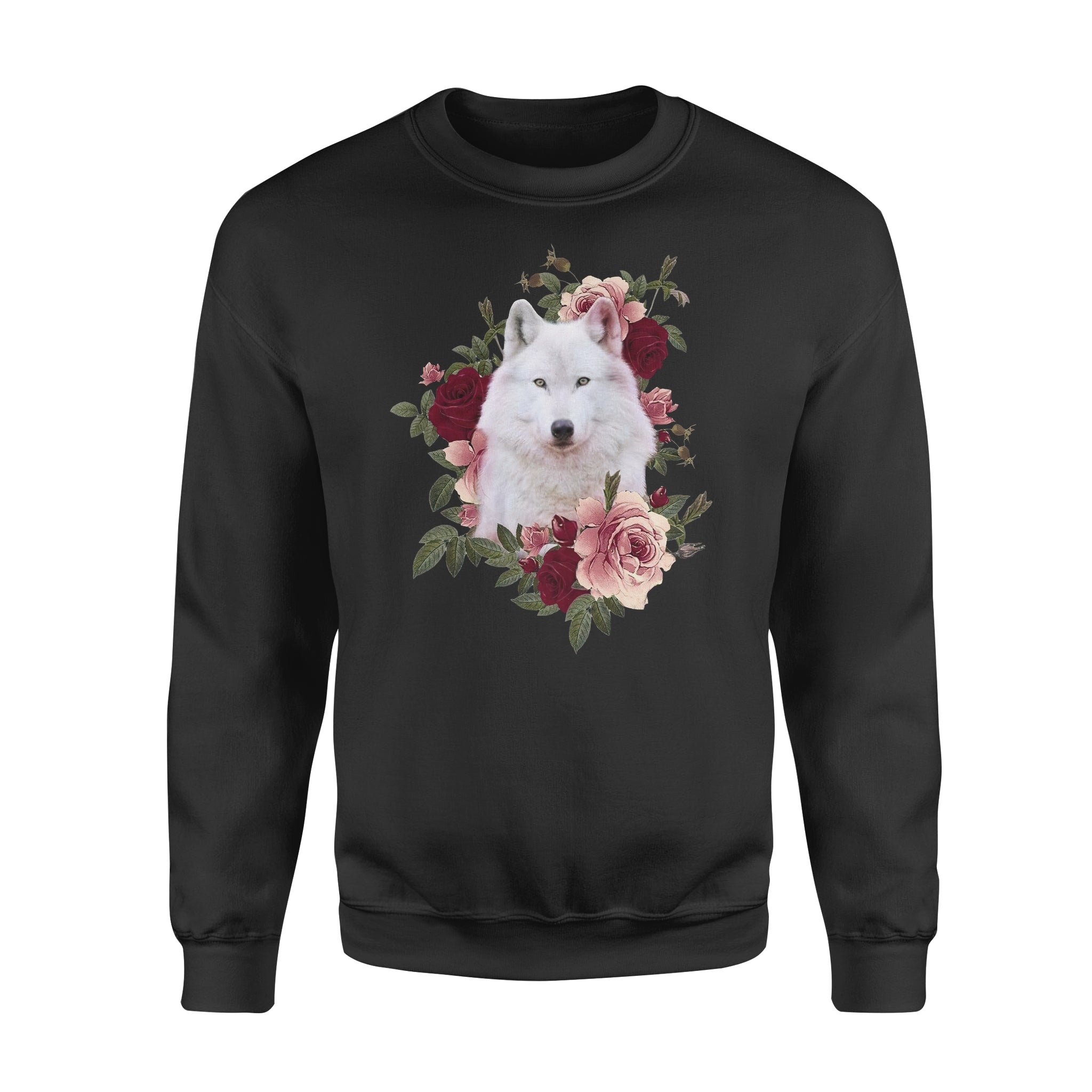 White Wolf Roses Flowers – Standard Crew Neck Sweatshirt