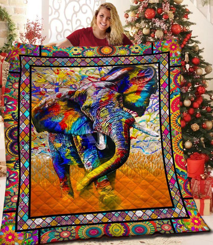 Bh1409 – Elephant – Colorful Elephant- Quilt