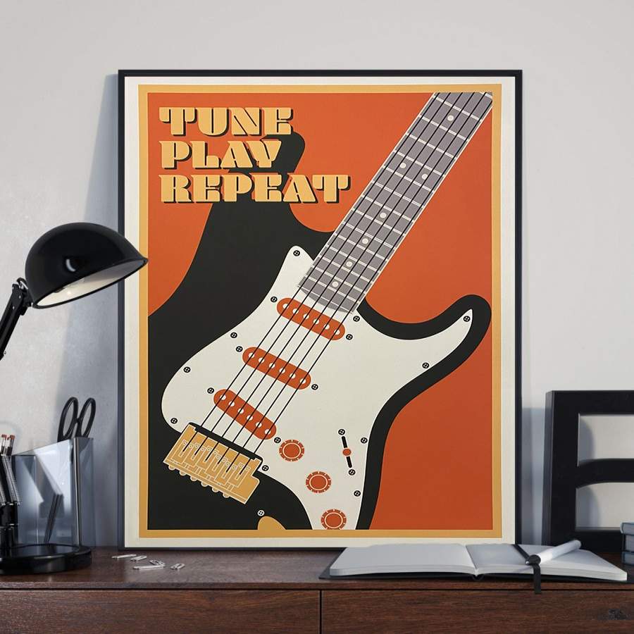 ANTN1712 - Guitar - Tune Play Repeat - Poster - Poster Art Design