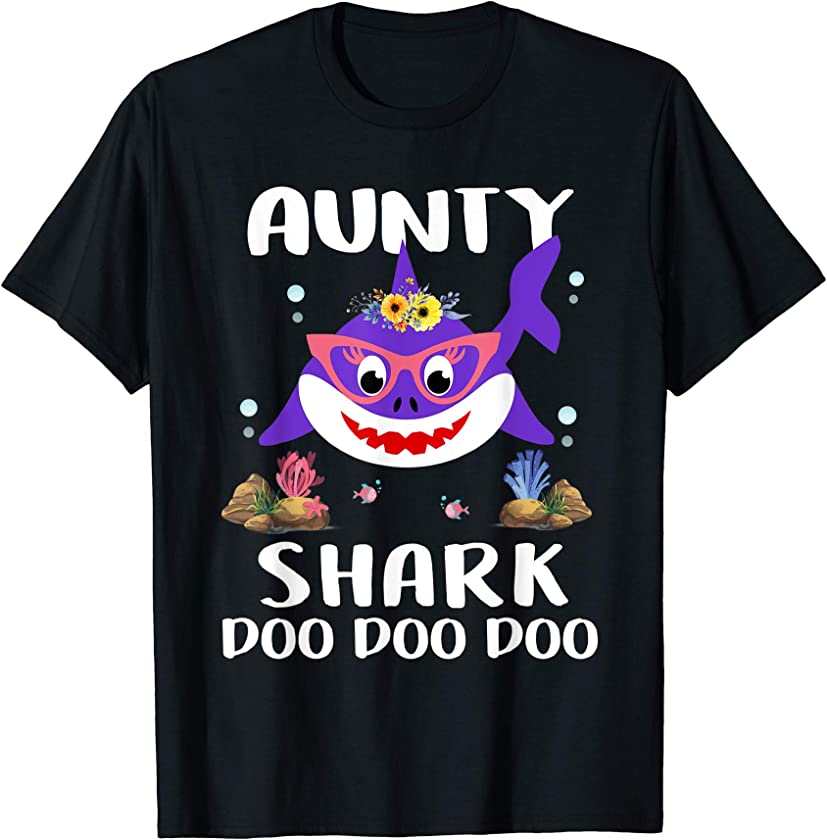 Aunty Shark Shirt Mothers Day Gift Idea For Mother Wife T-Shirt