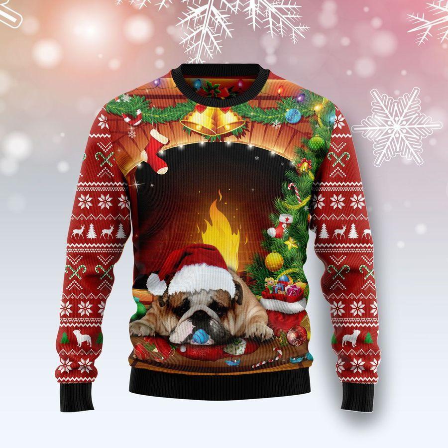 Sleeping Bulldog Ugly Christmas Sweater | Unisex | Adult | US1559