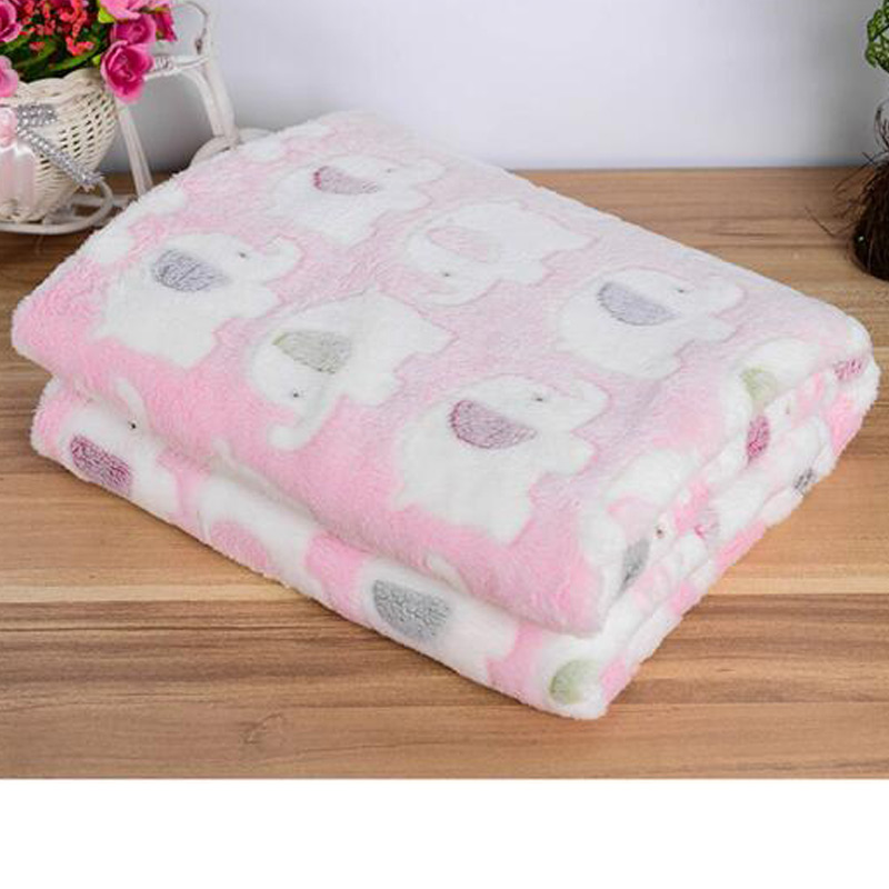 Soft Flannel Pet Blanket Dog Pad Cat Bed Mat For Puppy Dog Cat Rabbit Sofa Cushion Winter Warm Pet Cushion Cute Elephant Pattern alx