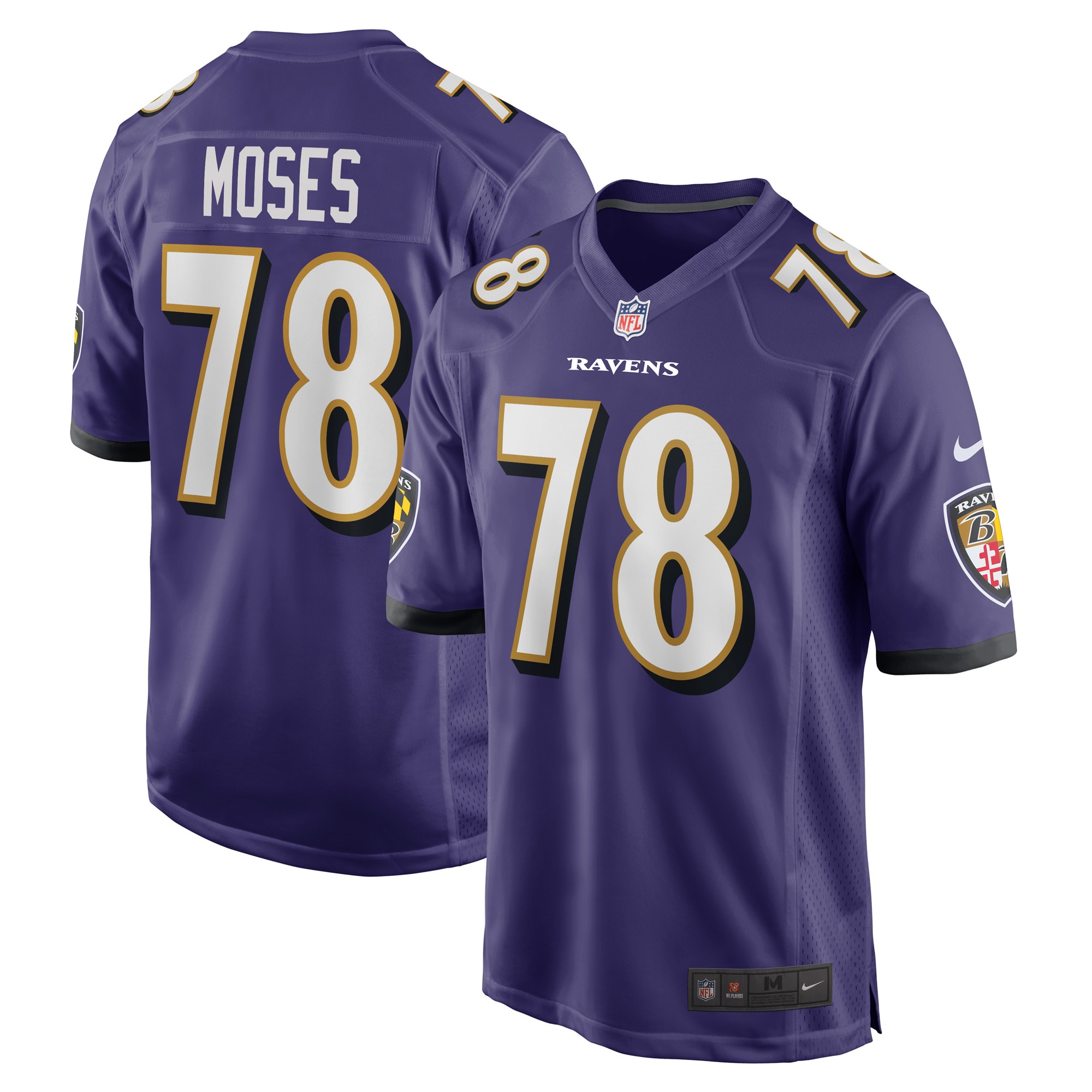 Men’s Baltimore Ravens Morgan Moses Purple Game Player Jersey