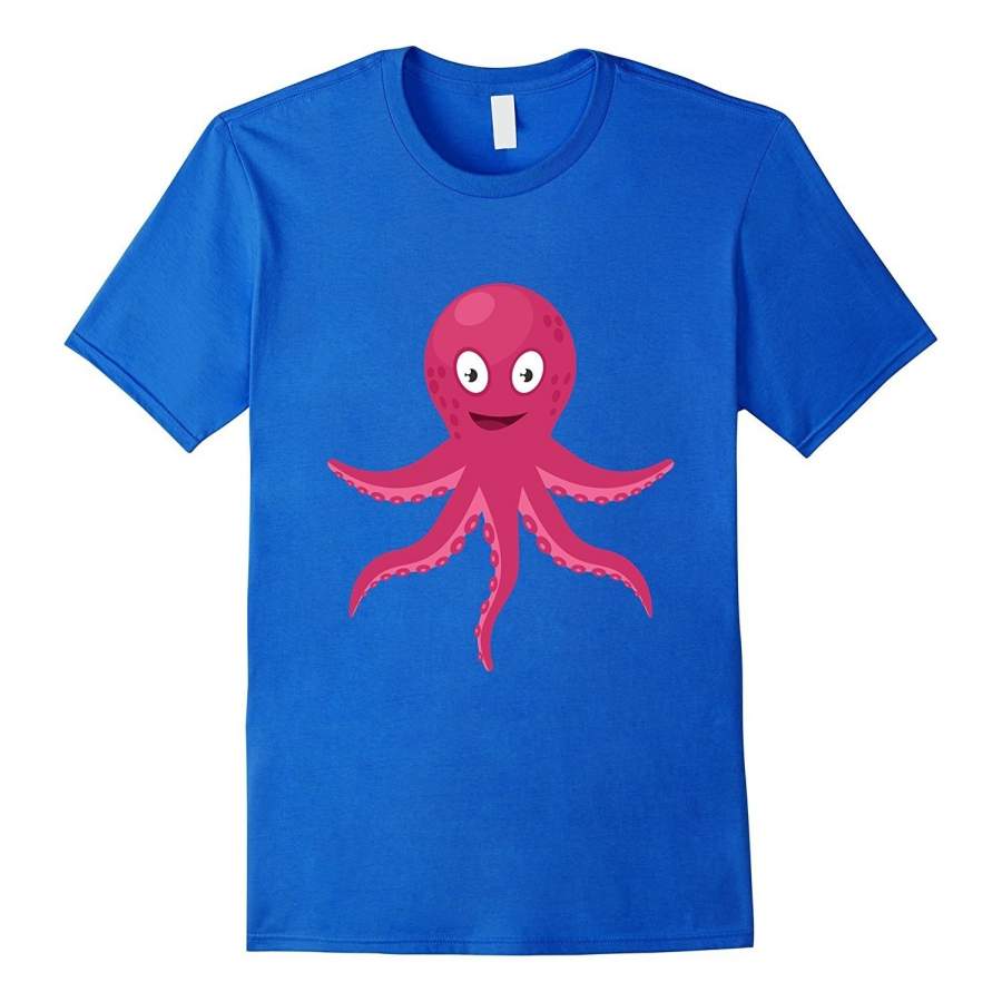 Cute Pink Octopus Smiling T-Shirt Fashion Short Sleeved Funny T Shirts For Men