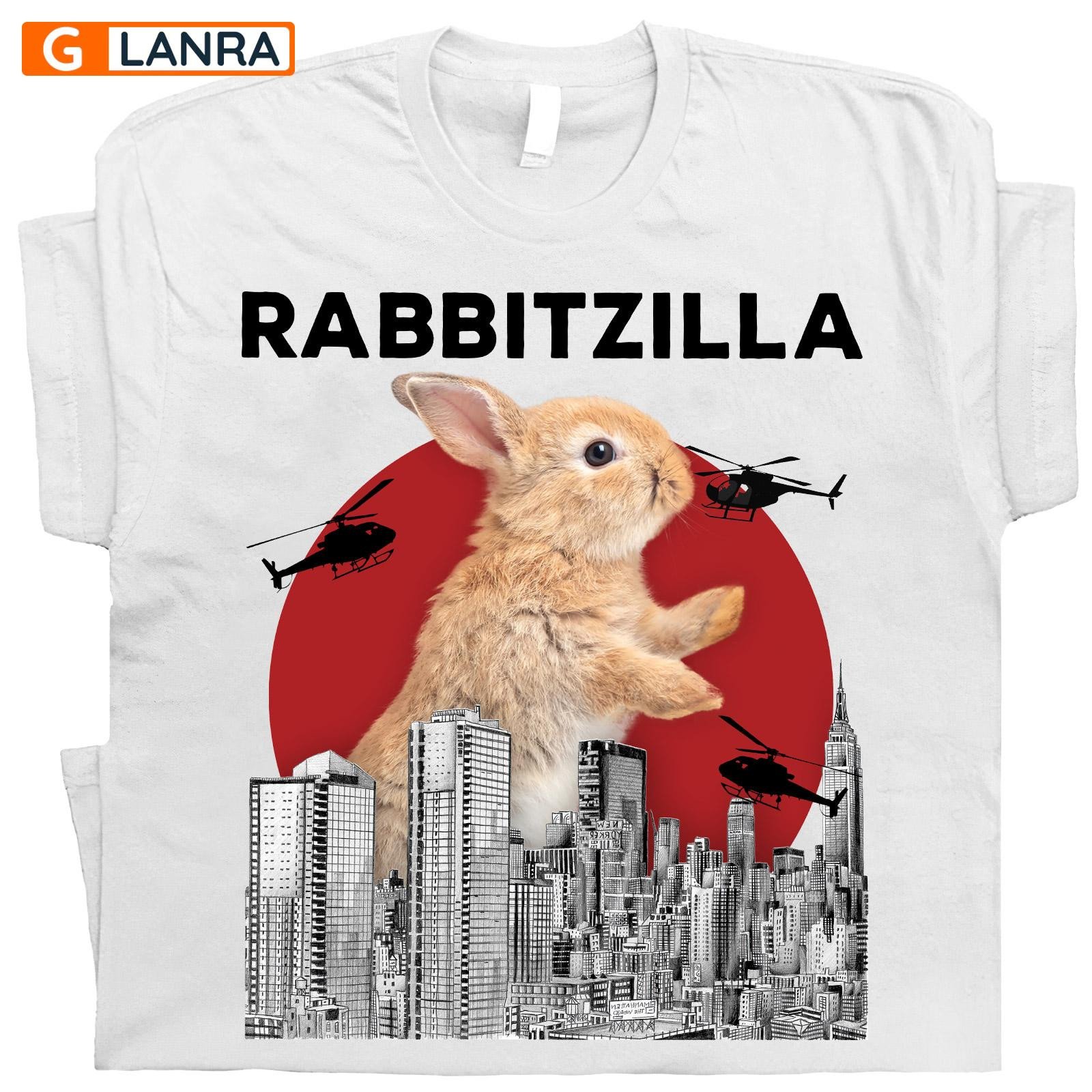 Rabbitzilla Shirt, Rabbit Shirt, Rabbit Farm Shirt, Farm Animal Shirt, Rabbit With Skyscraper And Helicopter Shirt, T-Shirt, Tee