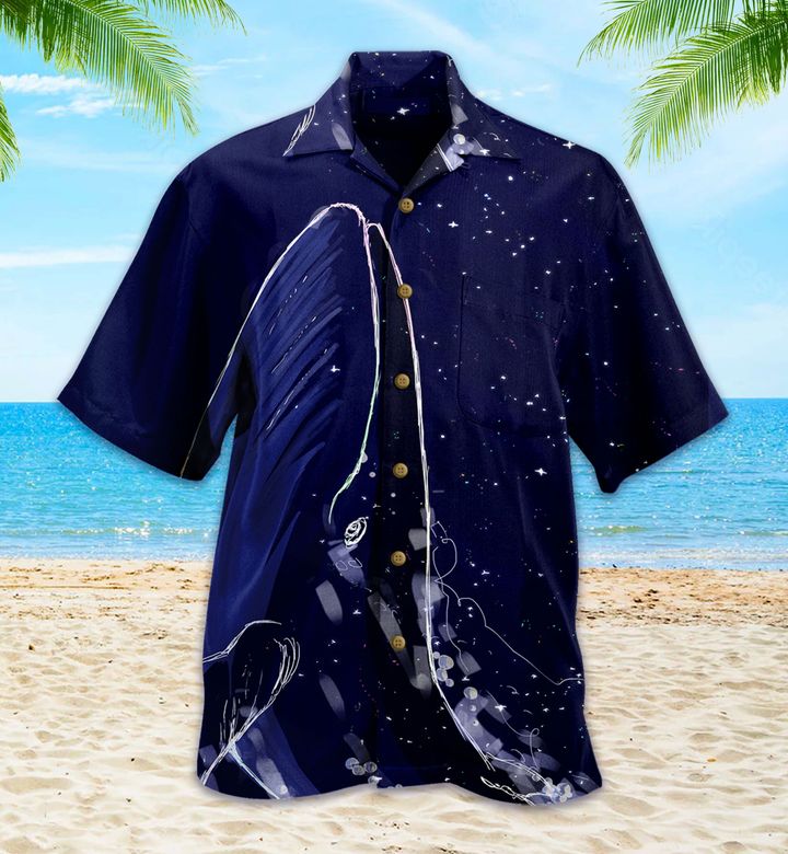 Whale Blue Black Hawaiian Shirt 3D Hawaiian Shirt