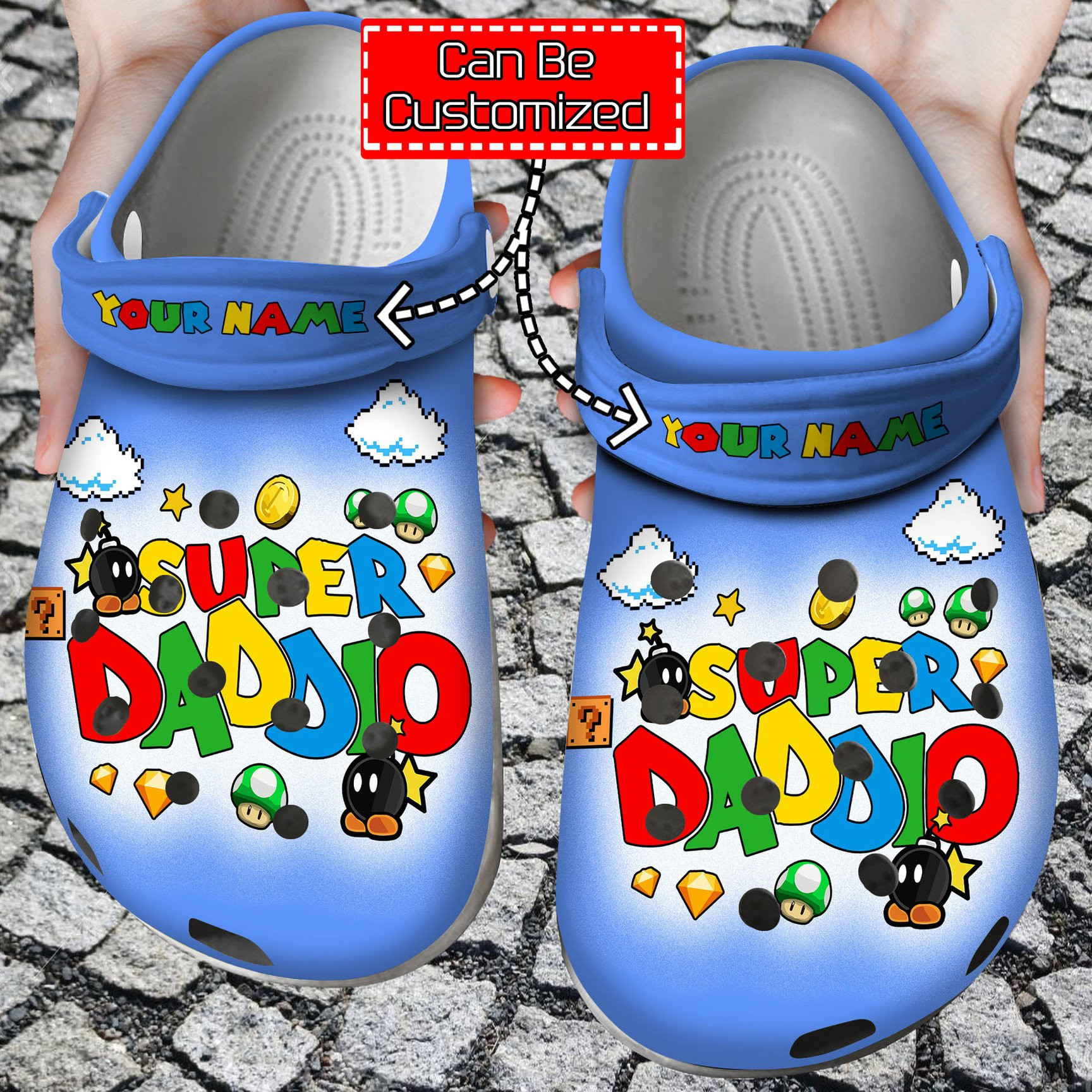 Personalized Super Daddio Crocs Clog Shoes Fathers Day Crocs