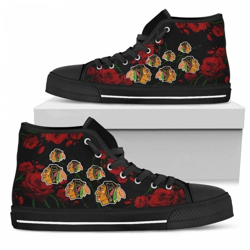 Lovely Rose Thorn Incredible Chicago Blackhawks High Top Shoes #879