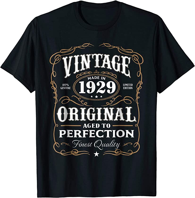 Vintage Made In 1929 T-Shirt 89th Birthday Gift