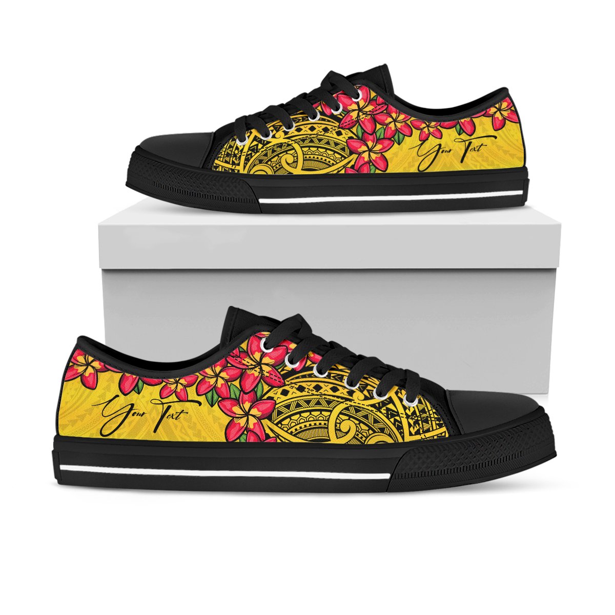 (Custom) Polynesian Plumeria �Yellow Low Top Shoes Personal Signature A24