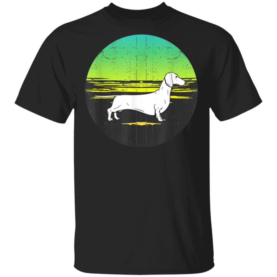 Graphic 365 Dog Breed Dachshund Retro Sunset Style TShirt