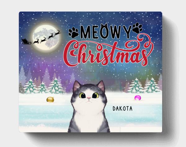 Custom Personalized Christmas Pet Canvas – Upto 3 Cats/ Dogs – Christmas Gift For Cat/ Dog Lover – Meowy Christmas