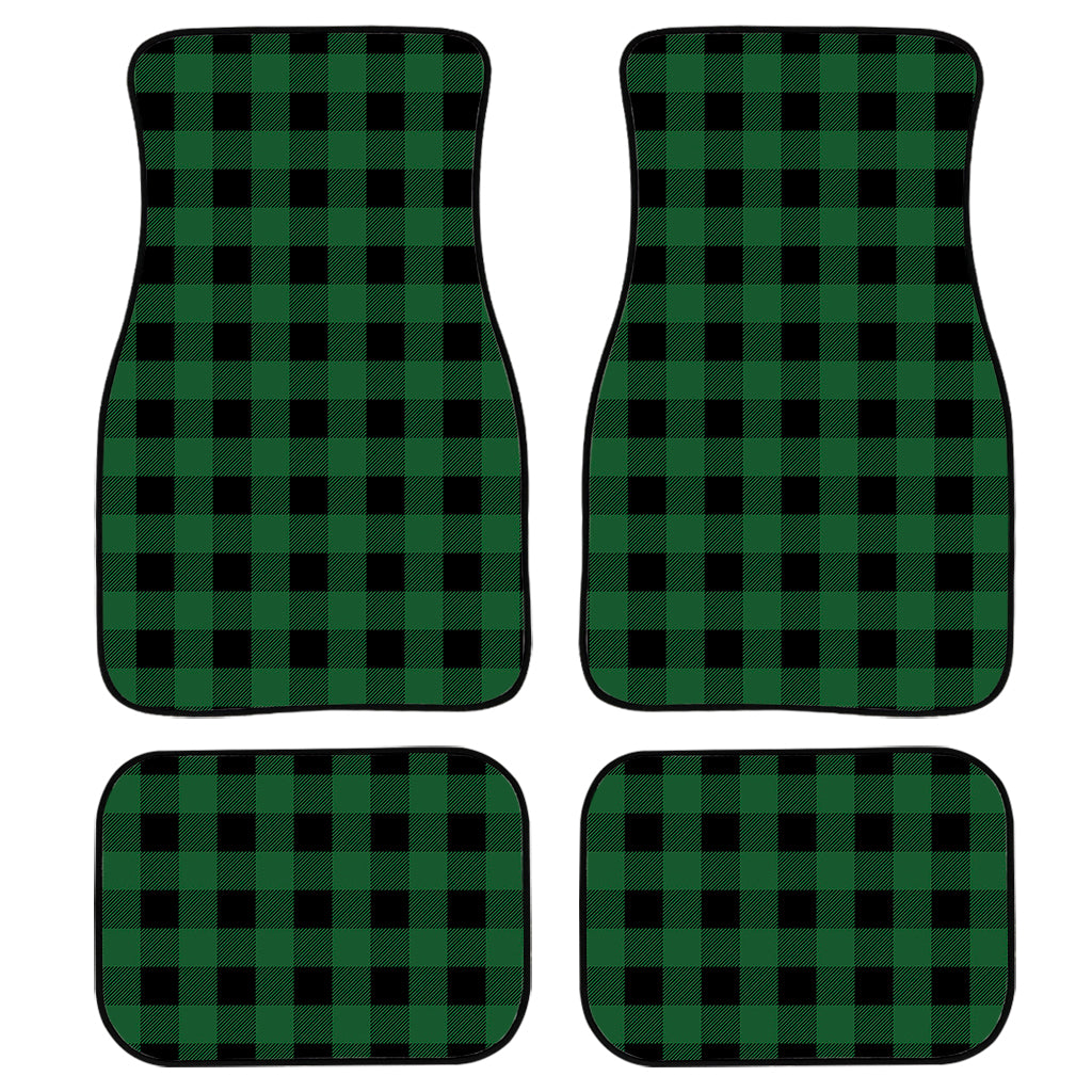 Green And Black Buffalo Check Print Front And Back Car Floor Mats, Front Car Mat