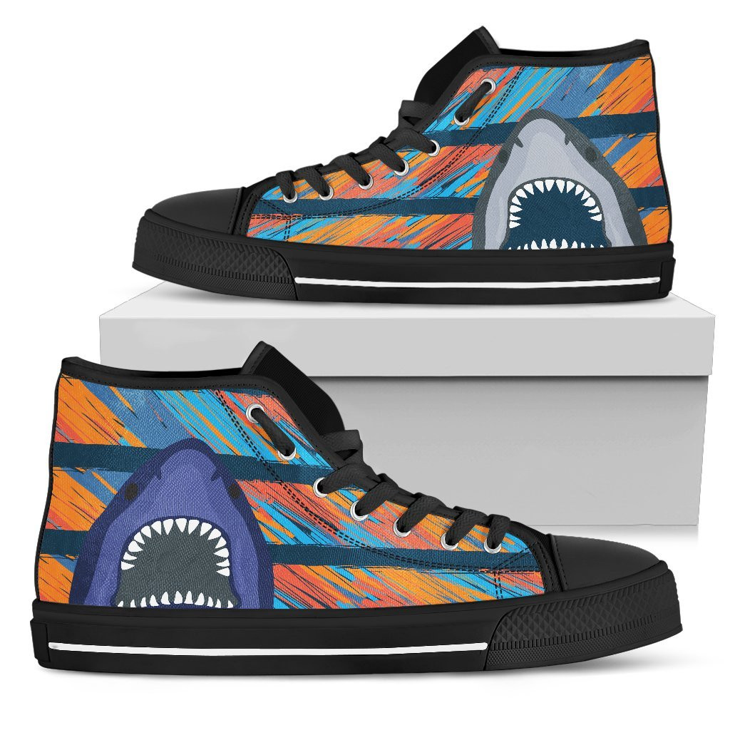 Blue Shark Pattern High Top Shoes