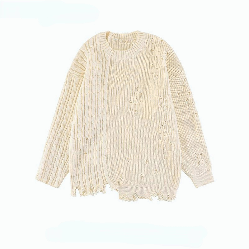 Crewneck Vintage Twist Sweater Woman Fall/Winter 2022 New Lazy Style Mid-length Loose Top Couple Knitwear Free Shipping alx