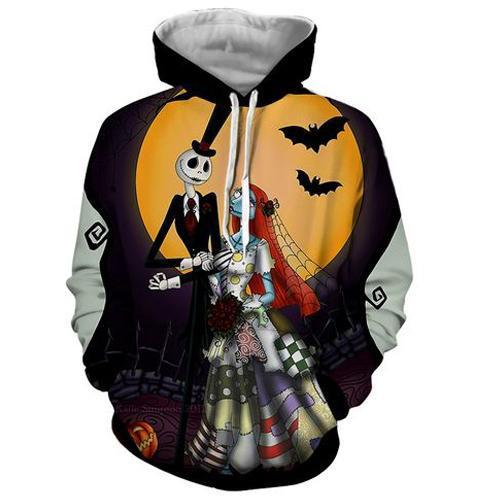 Nightmare Before Christmas Jack And Sally Hoodies – Nightmare Before Christmas Hoodies – Jack&Sally’s Wedding Pull Over Hoodie