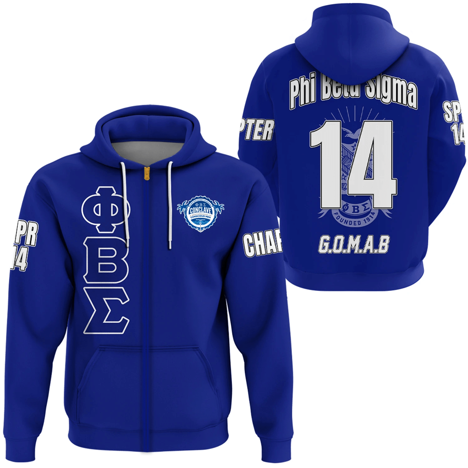 Fraternity Hoodie – Personalized Conclave Phi Beta Sigma Zip Hoodie