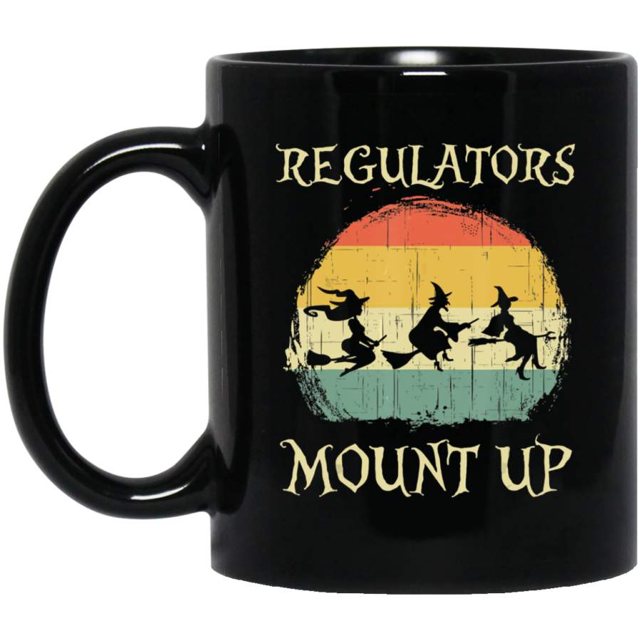 Vintage Regulators Mount Up Funny Halloween Witch Men Women Coffee Mug