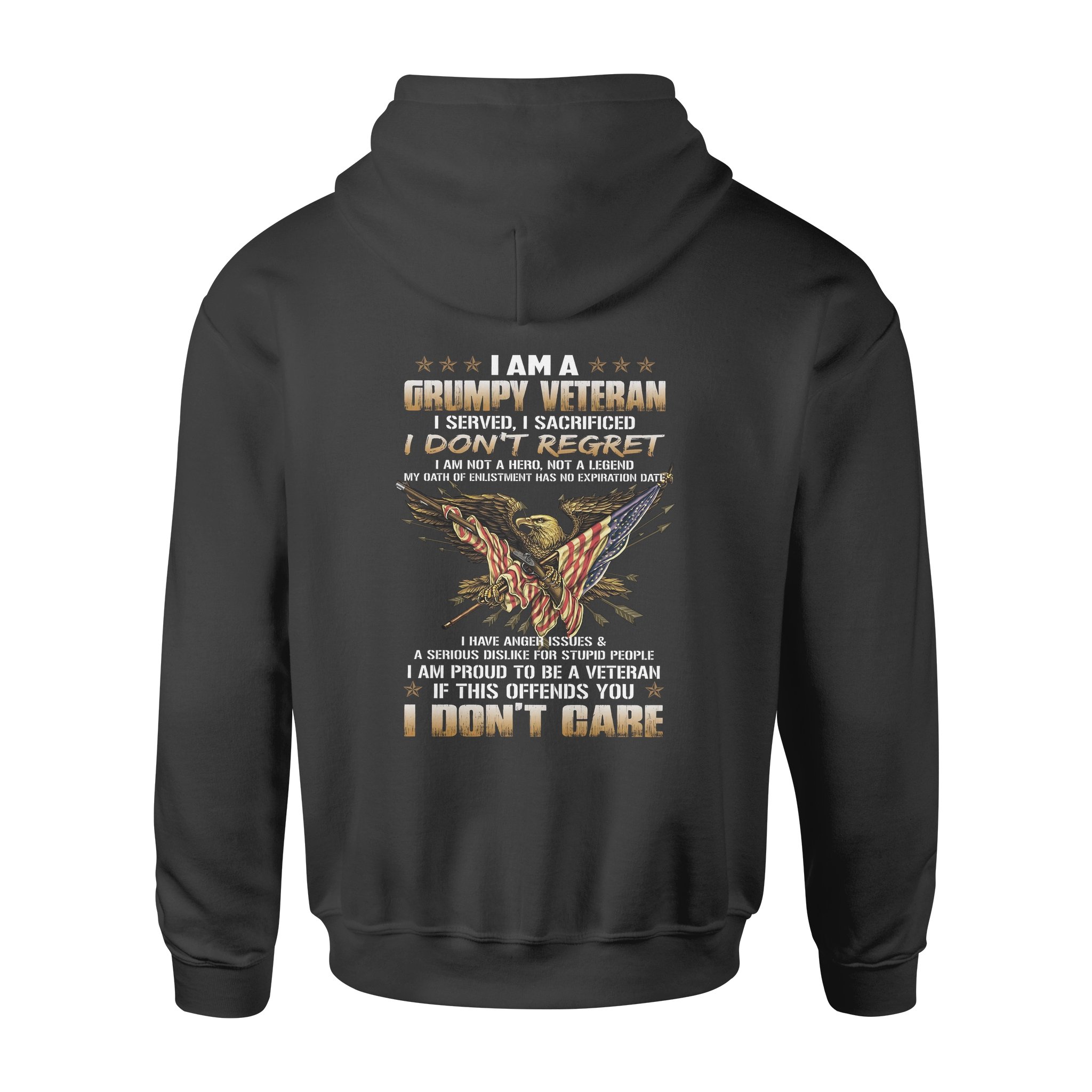 Eagle Flag I Am A Grumpy Veteran I Served I Sacrificed I Dont Regret – Premium Hoodie