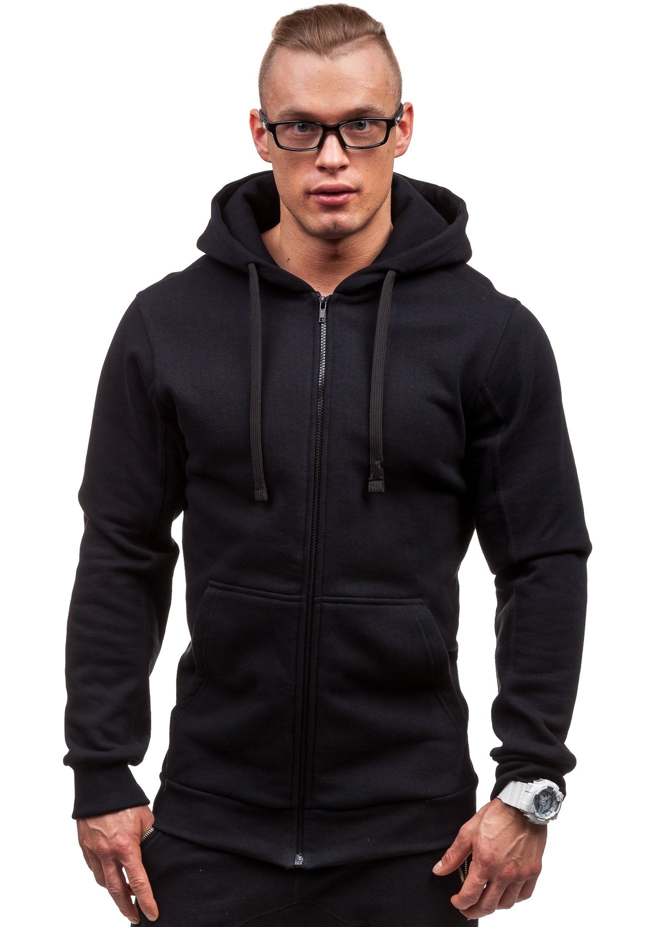 Solid Color Hoodies – Zip Up Men’s Fashion Sports Red Grey Hoodie