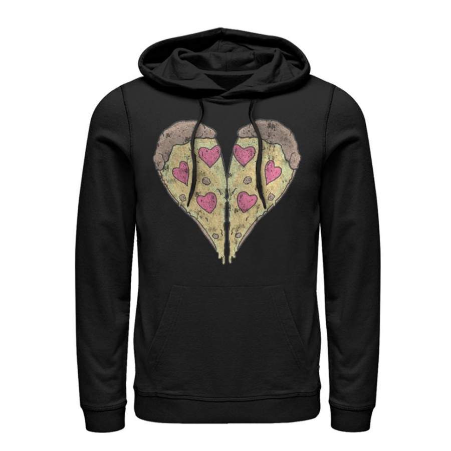 Lost Gods Men’s Piece of Pizza Heart  Lightweight Hoodie Black