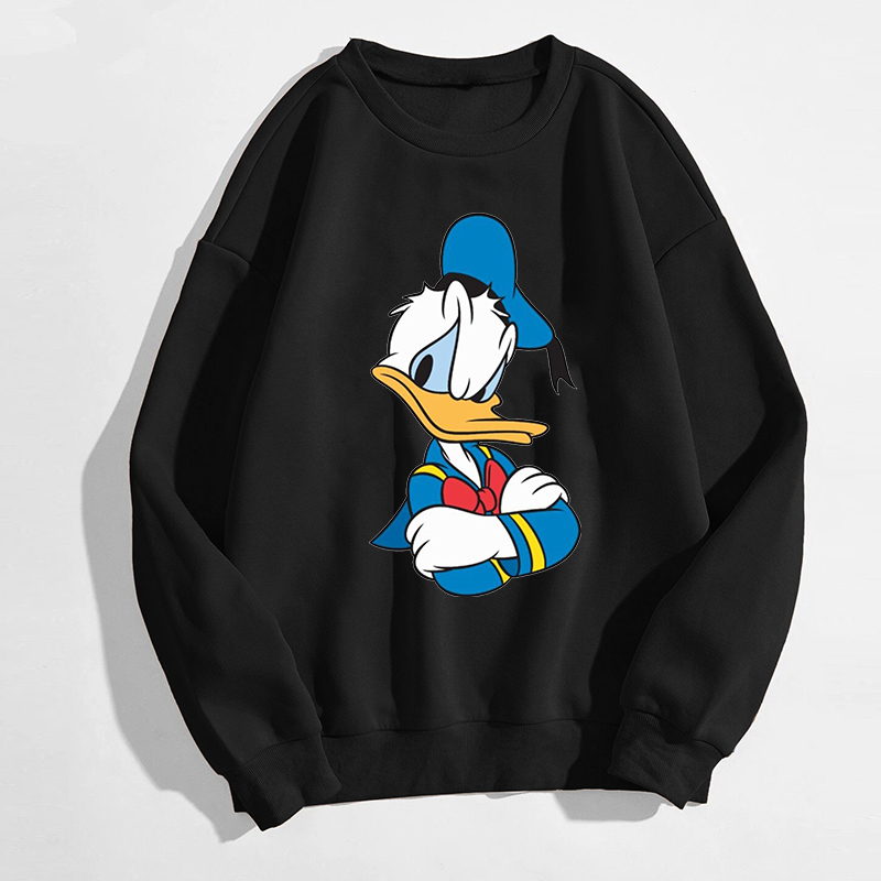 Winter Disney Cartoon Mickey Minnie Donald Duck Kawaii Women Hoodies Long Sleeve Pullover Clothing Harajuku Oversized 90s Girl alx