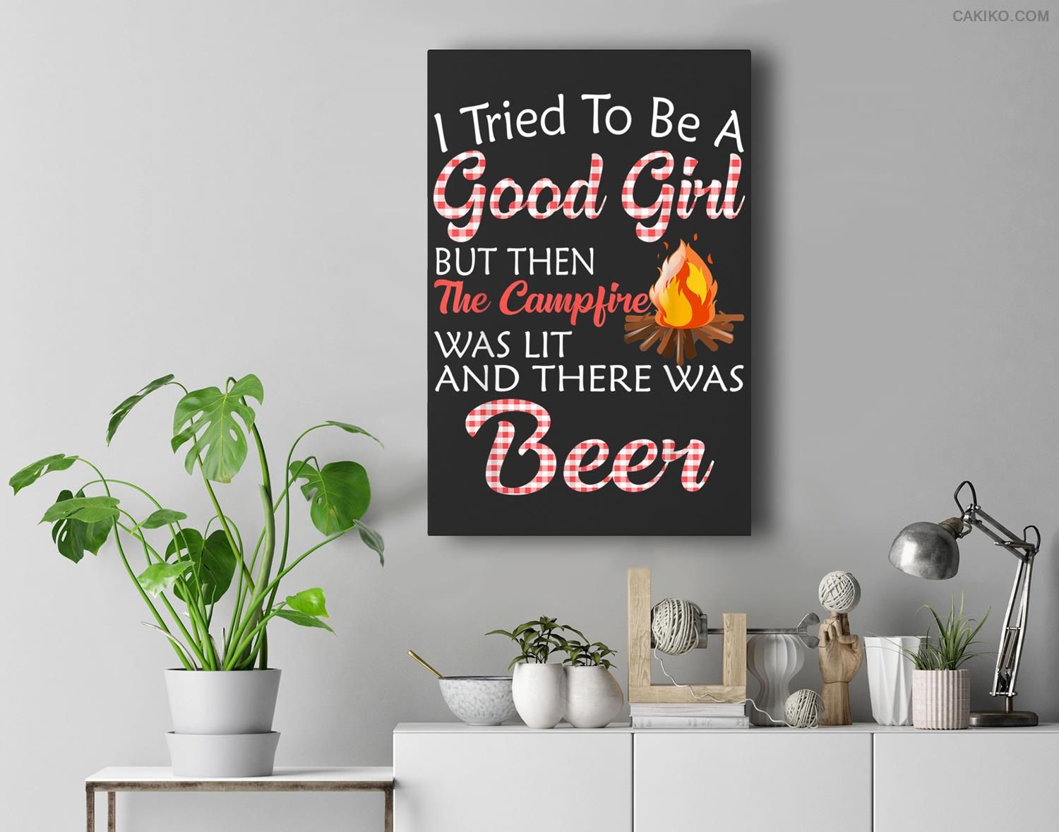 I Tried To Be A Good Girl But Campfire And Beer Camping Premium  Canvas