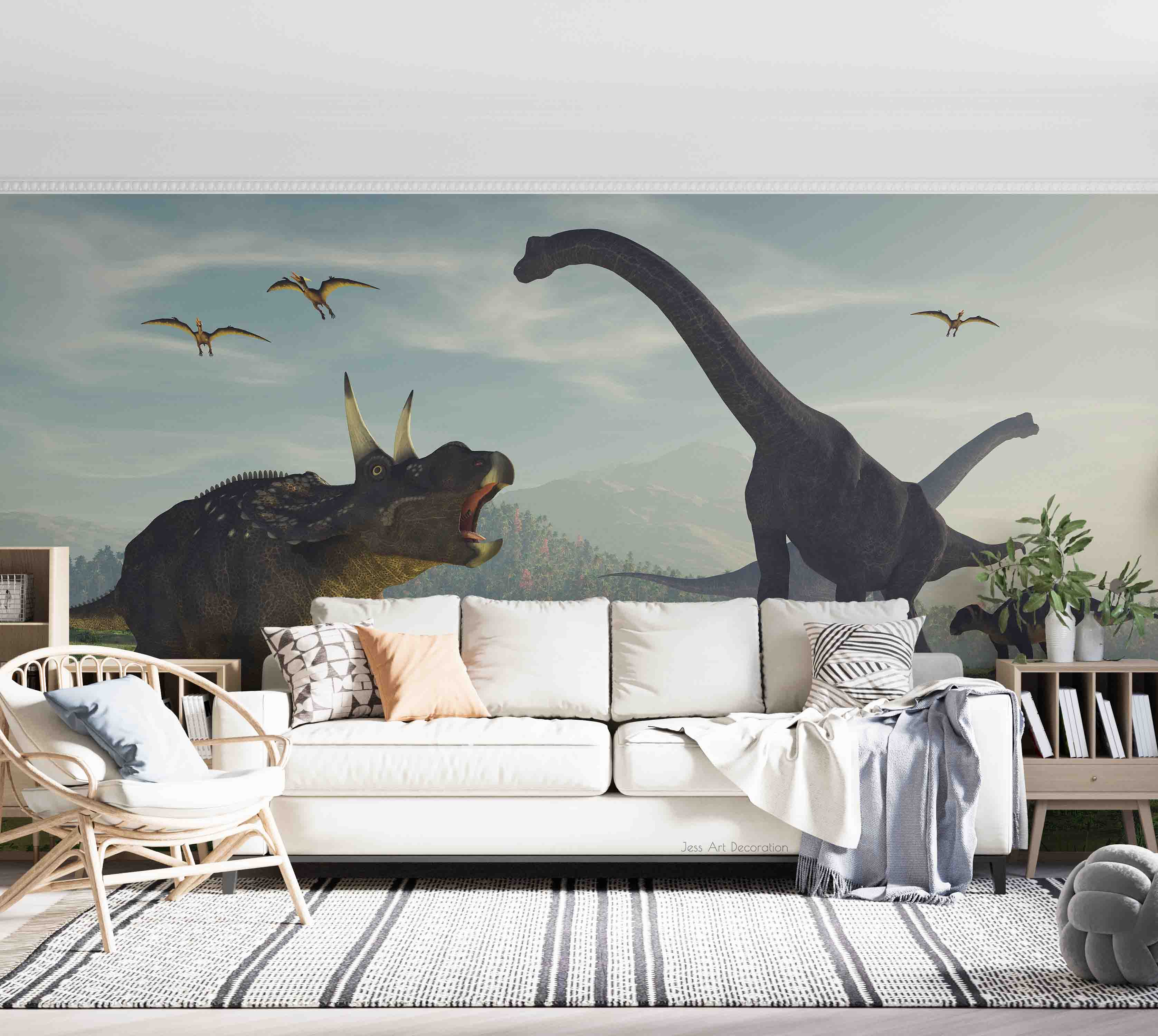 3D Jurassic Dinosaur Forest Meadow Wall Mural Wallpaper Gd 3344