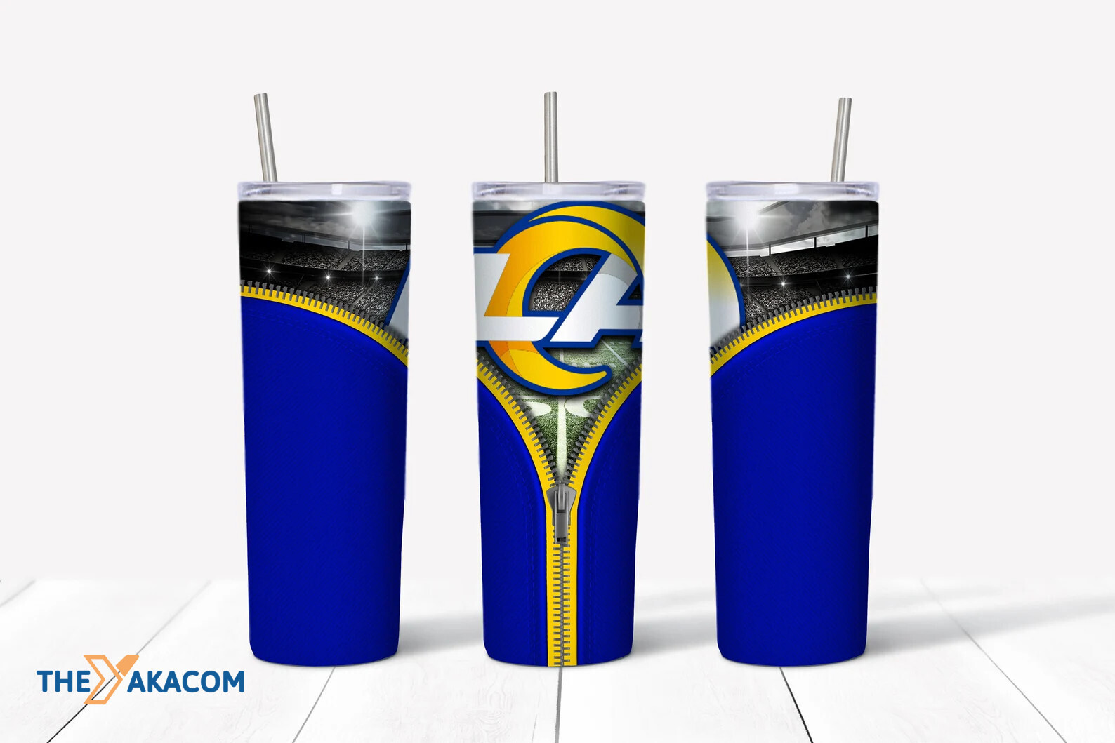 Zipper Opening Stadium Blue Background Los Angeles Rams Tumbler