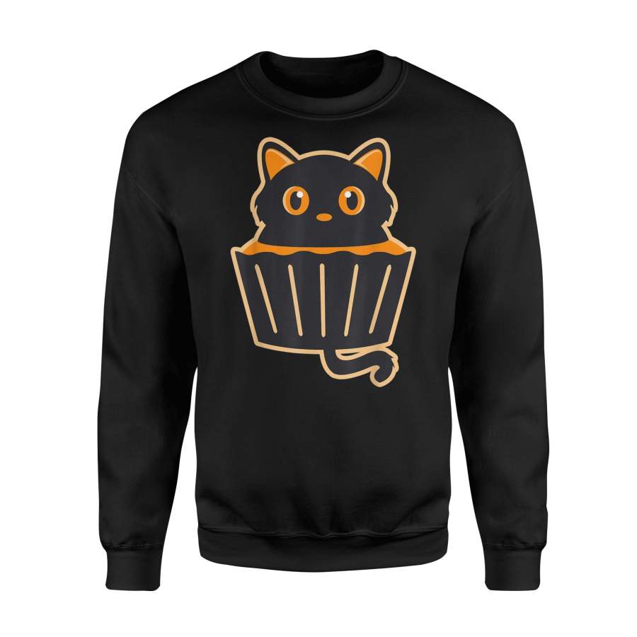 Cute Black Cat Halloween Tee Pie Funny kitten Men Women Kids – Standard Fleece Sweatshirt